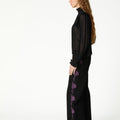 BLACK DENIM EMBROIDERED BERRY