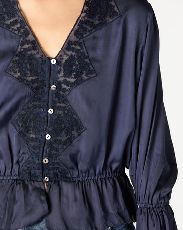 CAMISA ABULLONADA LACE MIDNIGHT BLUE