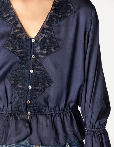 CAMISA ABULLONADA LACE MIDNIGHT BLUE