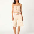ECRU GATHERED TOP