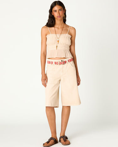 ECRU GATHERED TOP