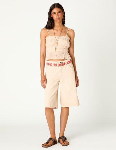 ECRU GATHERED TOP