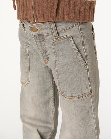 Light gray denim wide leg pants