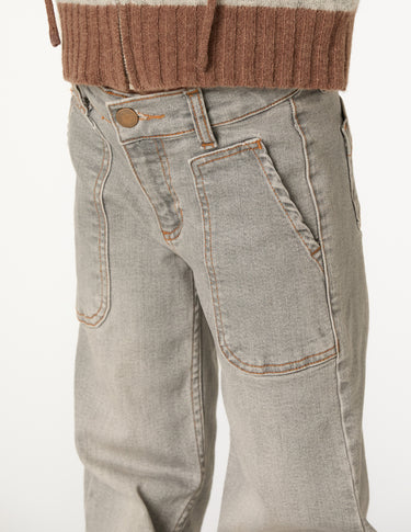 Pantalón wide leg vaquero gris claro