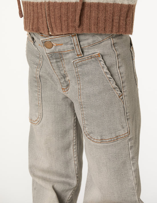 Pantalón wide leg vaquero gris