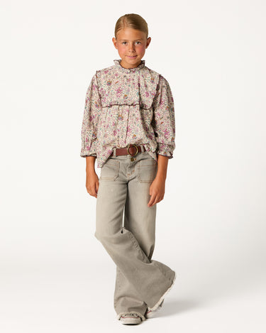Gray denim pocket trousers