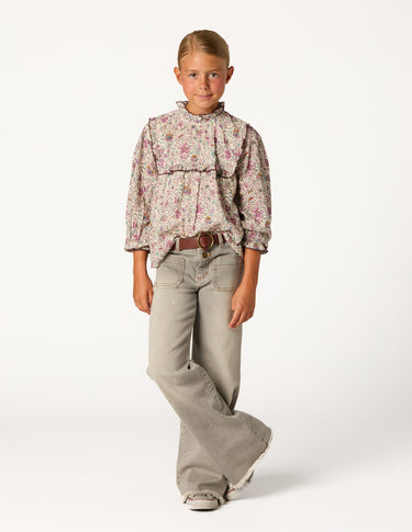 Gray denim pocket trousers