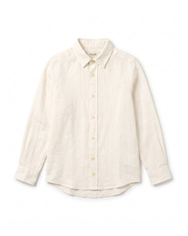 WHITE LINEN V-NECK SHIRT