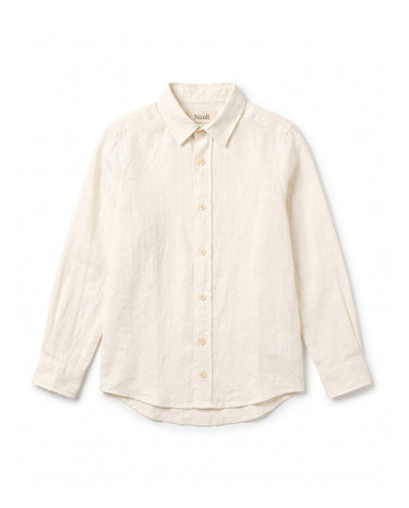 WHITE LINEN V-NECK SHIRT