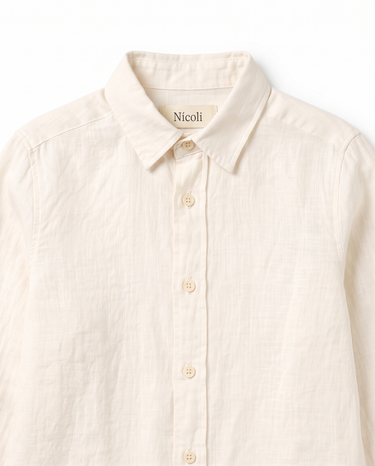 WHITE LINEN V-NECK SHIRT
