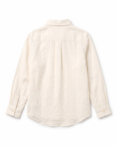 WHITE LINEN V-NECK SHIRT