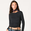 SMOCKED STRAPPY RUCHED T-SHIRT