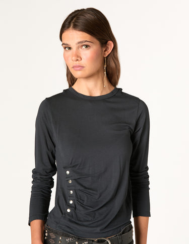 SIDE BUTTON T-SHIRT SMOKE