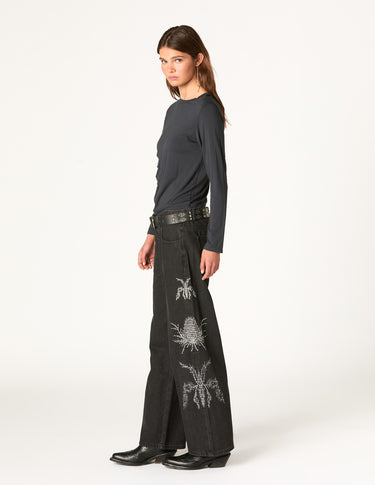 SIDE BUTTON T-SHIRT SMOKE