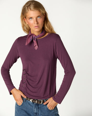 SIDE BUTTON T-SHIRT AMETHYST