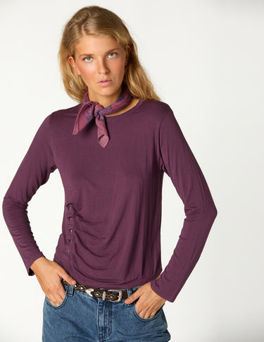 SIDE BUTTON T-SHIRT AMETHYST