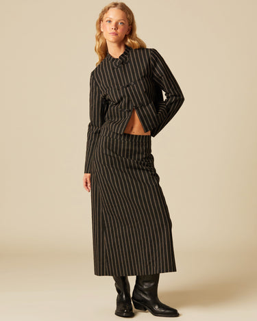 FALDA MIDI NEGRA RAYAS