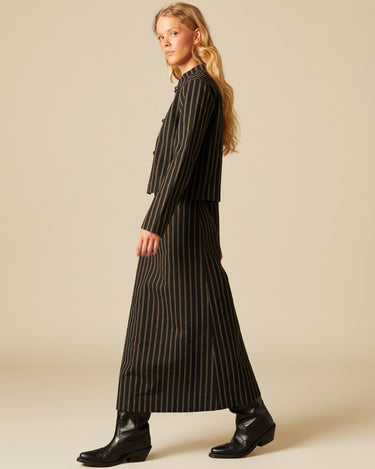 FALDA MIDI NEGRA RAYAS