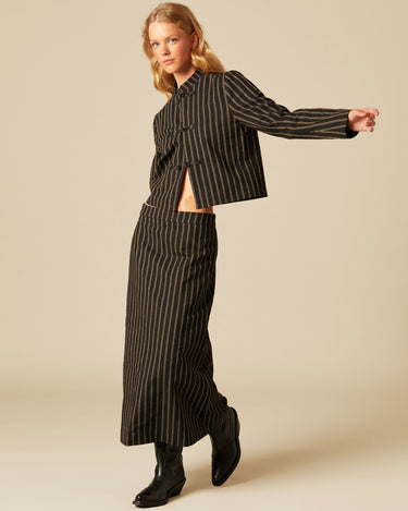 FALDA MIDI NEGRA RAYAS