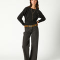 DENIM STUD BELT LOOP ANTHRACITE