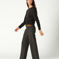 DENIM STUD BELT LOOP ANTHRACITE