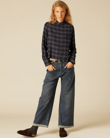 DENIM BOTONES CINTURILLA AZUL