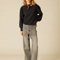 DENIM BOTONES CINTURILLA GRIS CLARO