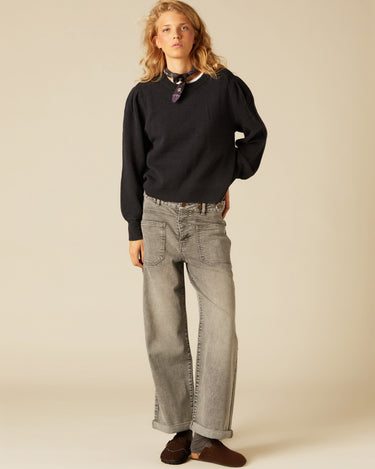 DENIM BOTONES CINTURILLA GRIS CLARO
