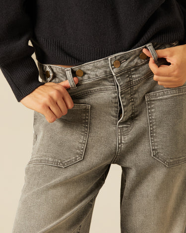 DENIM BOTONES CINTURILLA GRIS CLARO