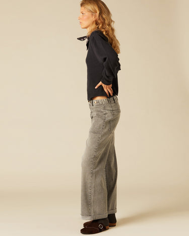 DENIM BOTONES CINTURILLA GRIS CLARO