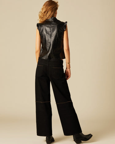 Anthracite Floral Button Studded Trousers