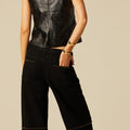 Anthracite Floral Button Studded Trousers
