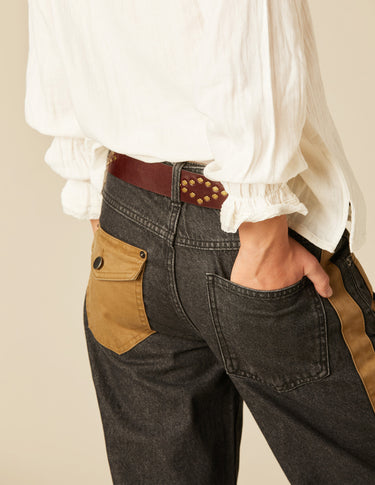 CHARCOAL DENIM CONTRAST STRAP