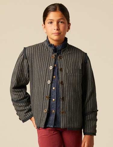 CHAQUETA RAYA AZUL GRIS