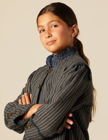 CHAQUETA RAYA AZUL GRIS