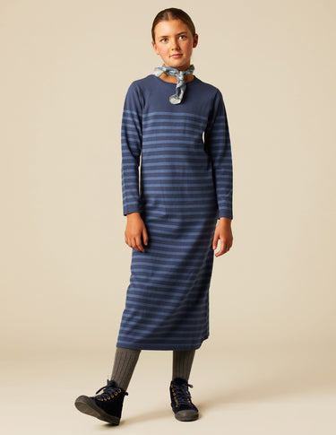 VESTIDO PUNTO RAYAS AZULES