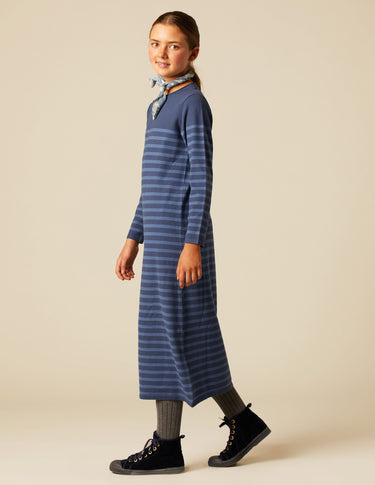 VESTIDO PUNTO RAYAS AZULES