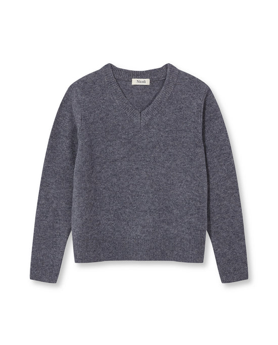 MID GREY V-NECK JUMPER