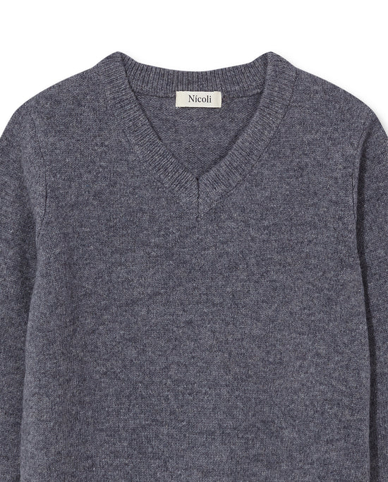 MID GREY V-NECK JUMPER