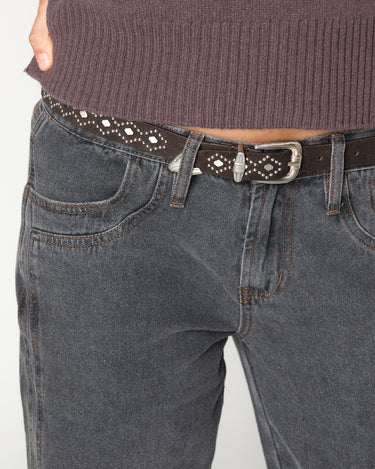 STUDDED RHOMBUS SLIM BELT