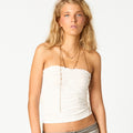 WHITE RUCHED NECKLINE T-SHIRT