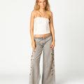 WHITE RUCHED NECKLINE T-SHIRT