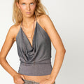 TOP HALTER CADENA NAVY