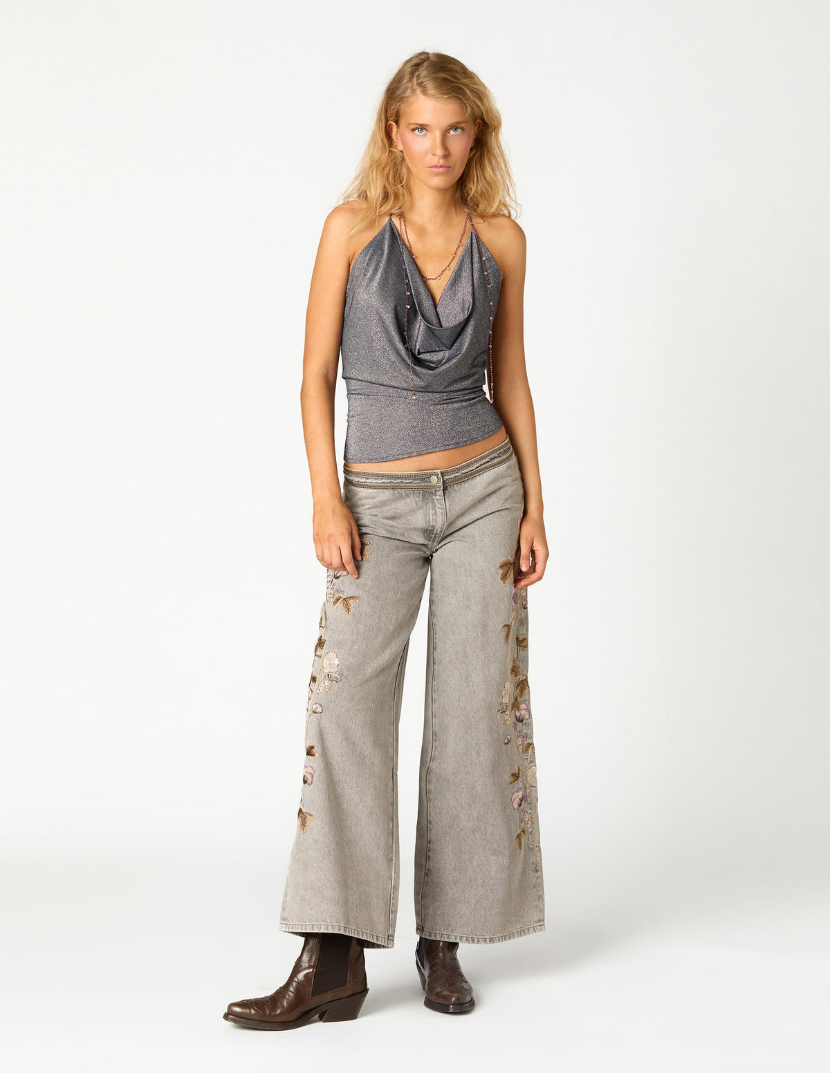 TOP HALTER CADENA NAVY