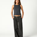 ANTHRACITE DENIM BUCKLE TROUSERS