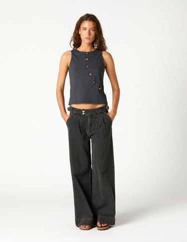 PANTALON HEBILLAS DENIM ANTRACITA
