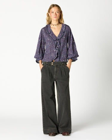 ANTHRACITE DENIM BUCKLE TROUSERS