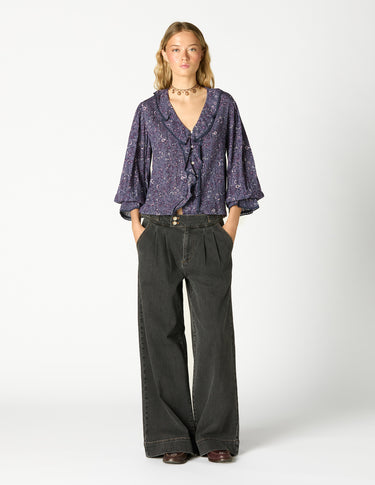 ANTHRACITE DENIM BUCKLE TROUSERS