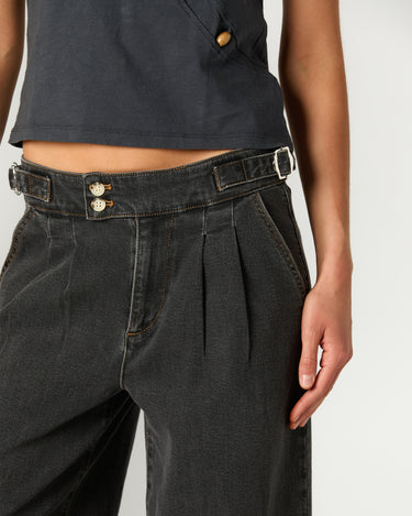 ANTHRACITE DENIM BUCKLE TROUSERS