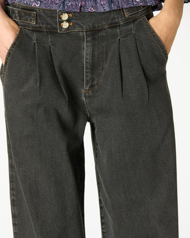 ANTHRACITE DENIM BUCKLE TROUSERS